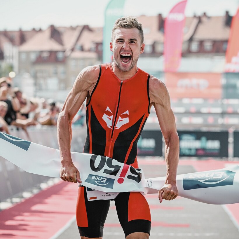 Robert Wilkowiecki at the finish line